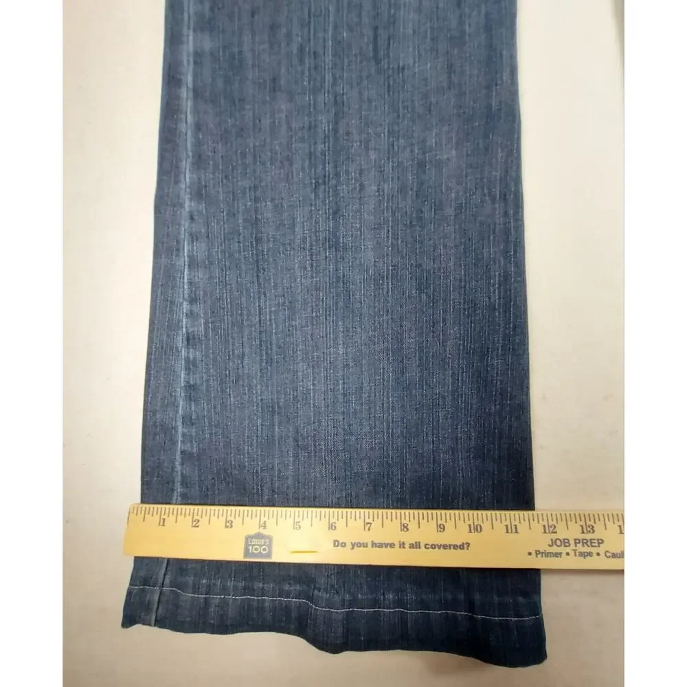 Tahari Women's Dark Wash Wide Leg Denim Trouser Jeans Boho Flare Size 34 Waist